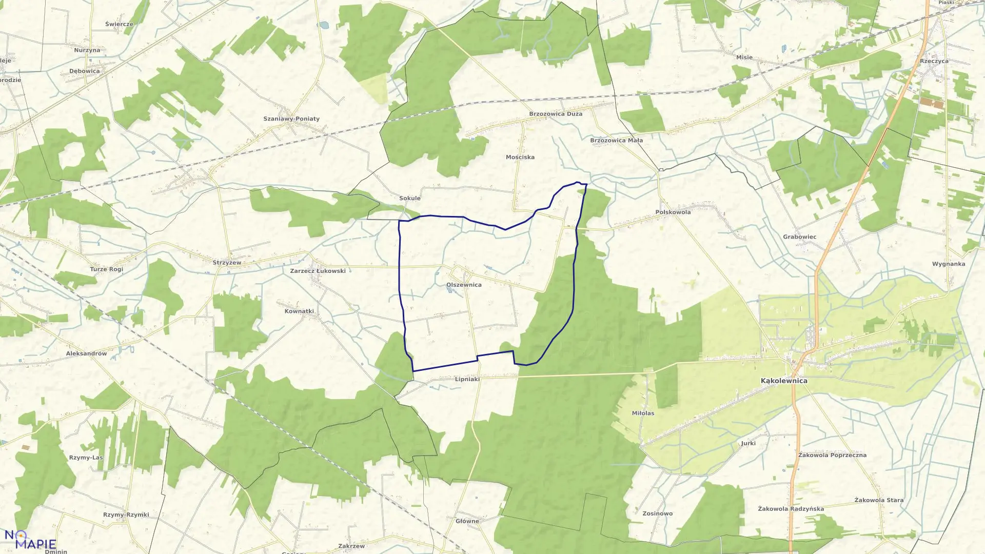 Mapa obrębu OLSZEWNICA w gminie Kąkolewnica