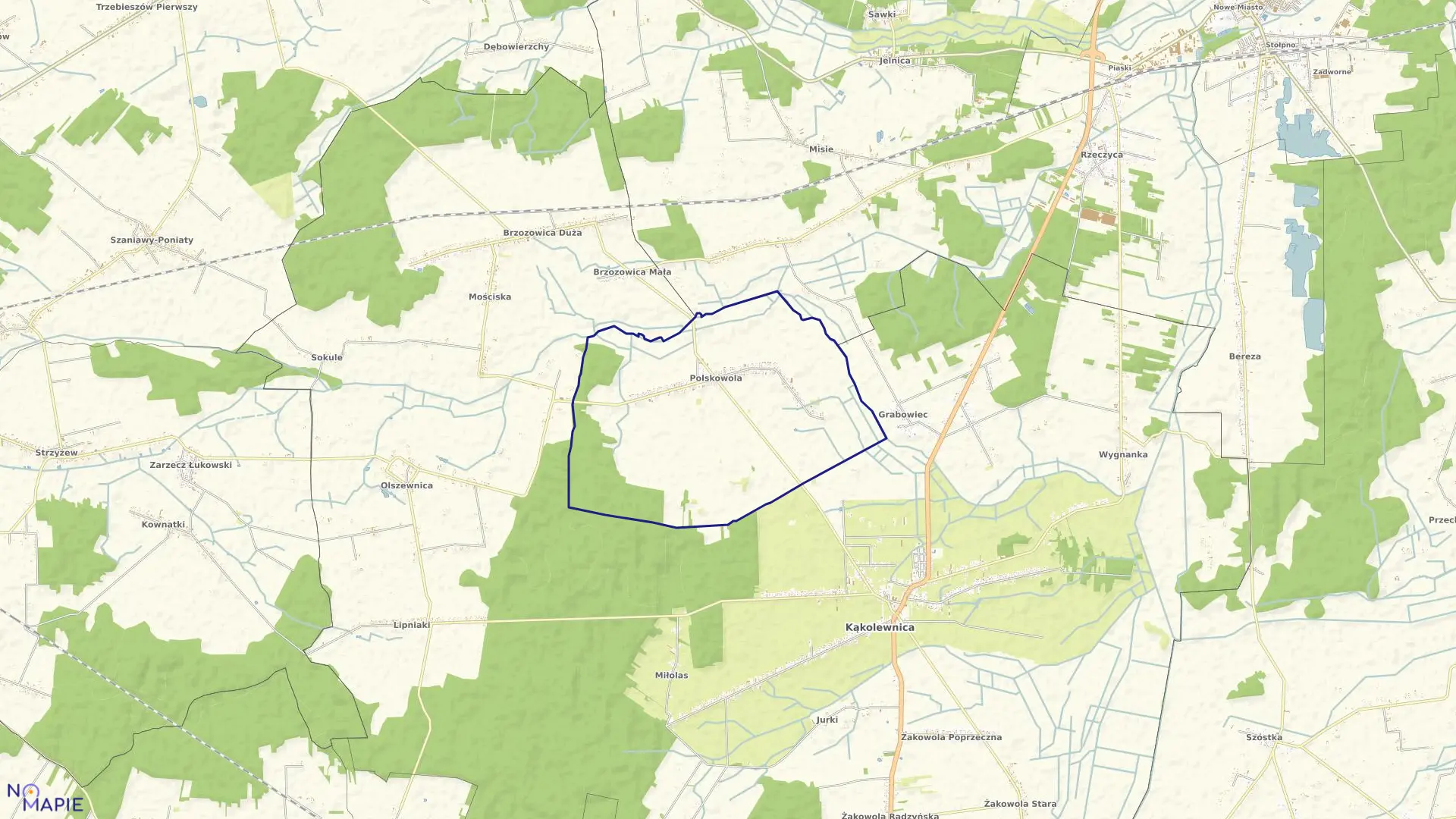 Mapa obrębu POLSKOWOLA w gminie Kąkolewnica