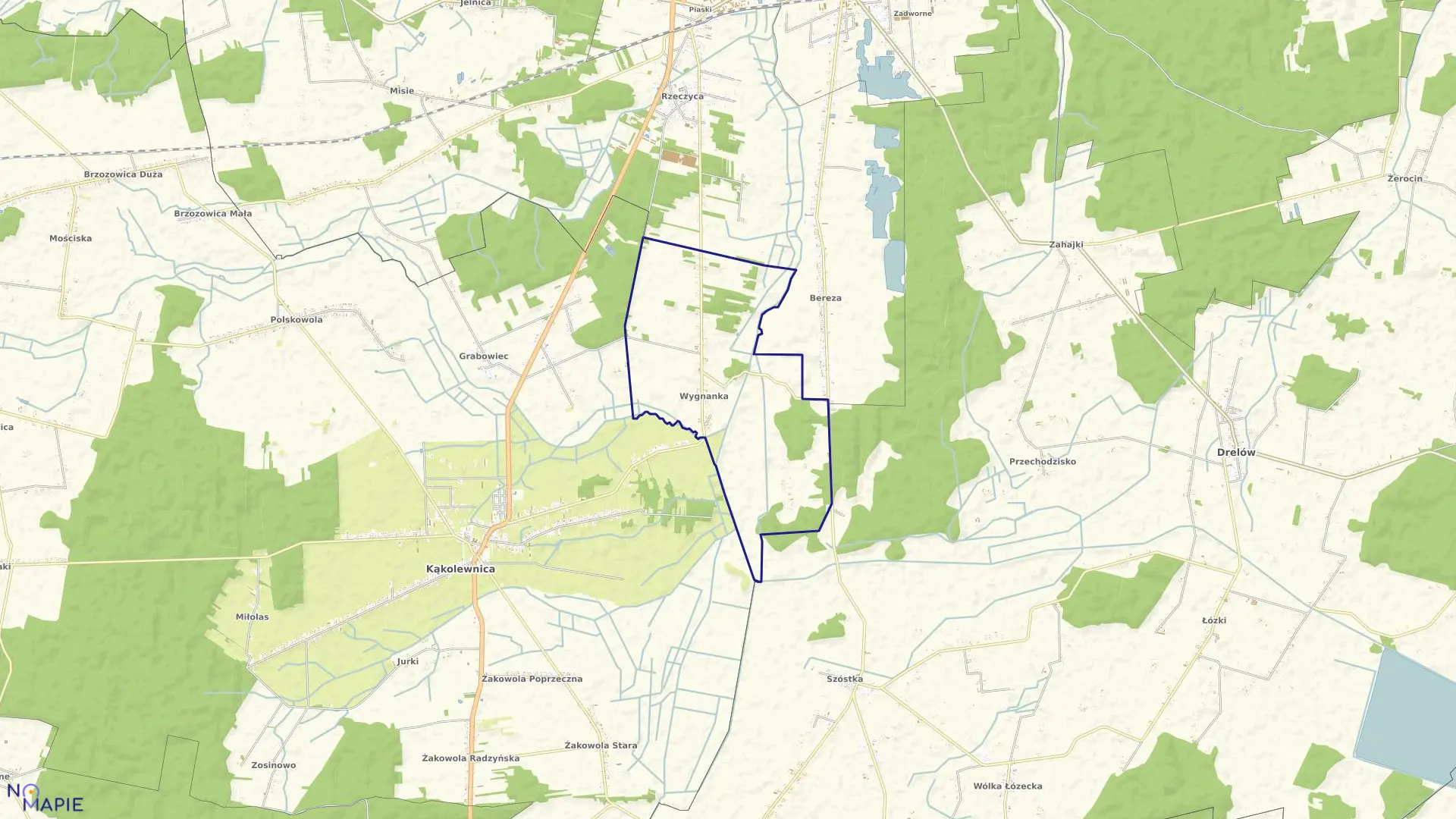 Mapa obrębu WYGNANKA w gminie Kąkolewnica